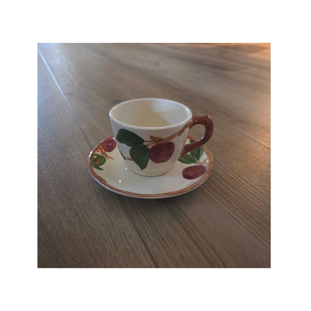 Franciscan Earthenware Apple Demitasse Cup and Saucer Set Vintage USA Made
